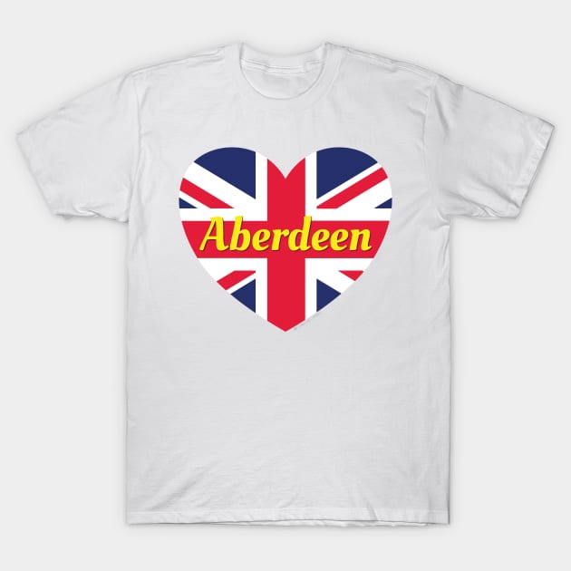 Aberdeen Scotland UK British Flag Heart T-Shirt by DPattonPD